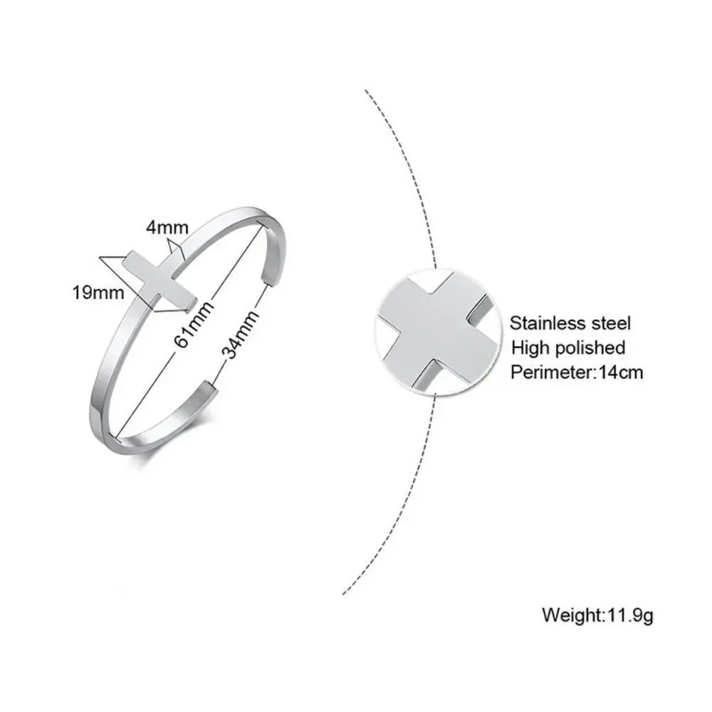 Stainless Steel Cross Cuff Bracelet